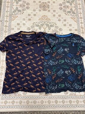 Kids' Navy Short Sleeve Tee with Orange Dino Print